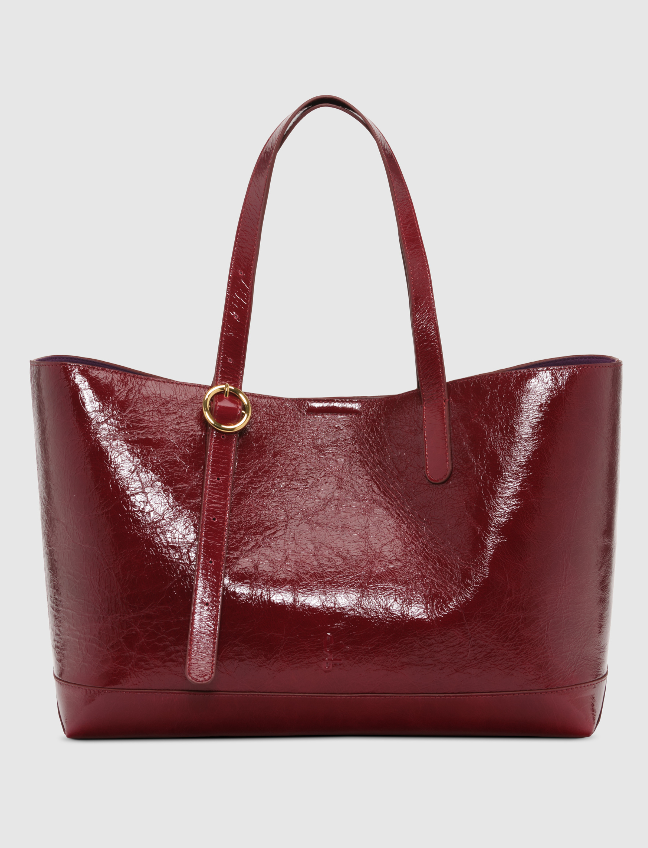 LE CABAS : CUIR VERNI BURGUNDY