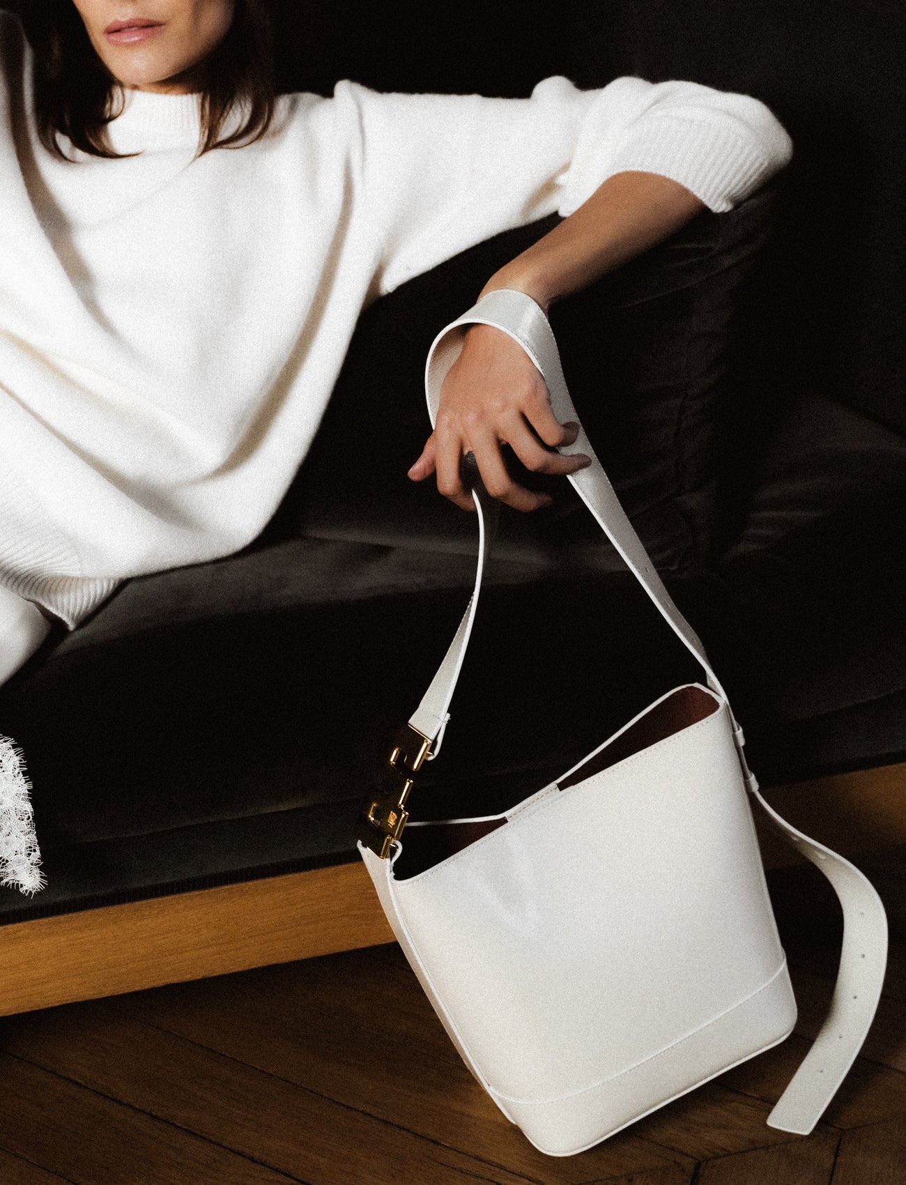 LE DAY DREAM : CUIR VERNI IVOIRE