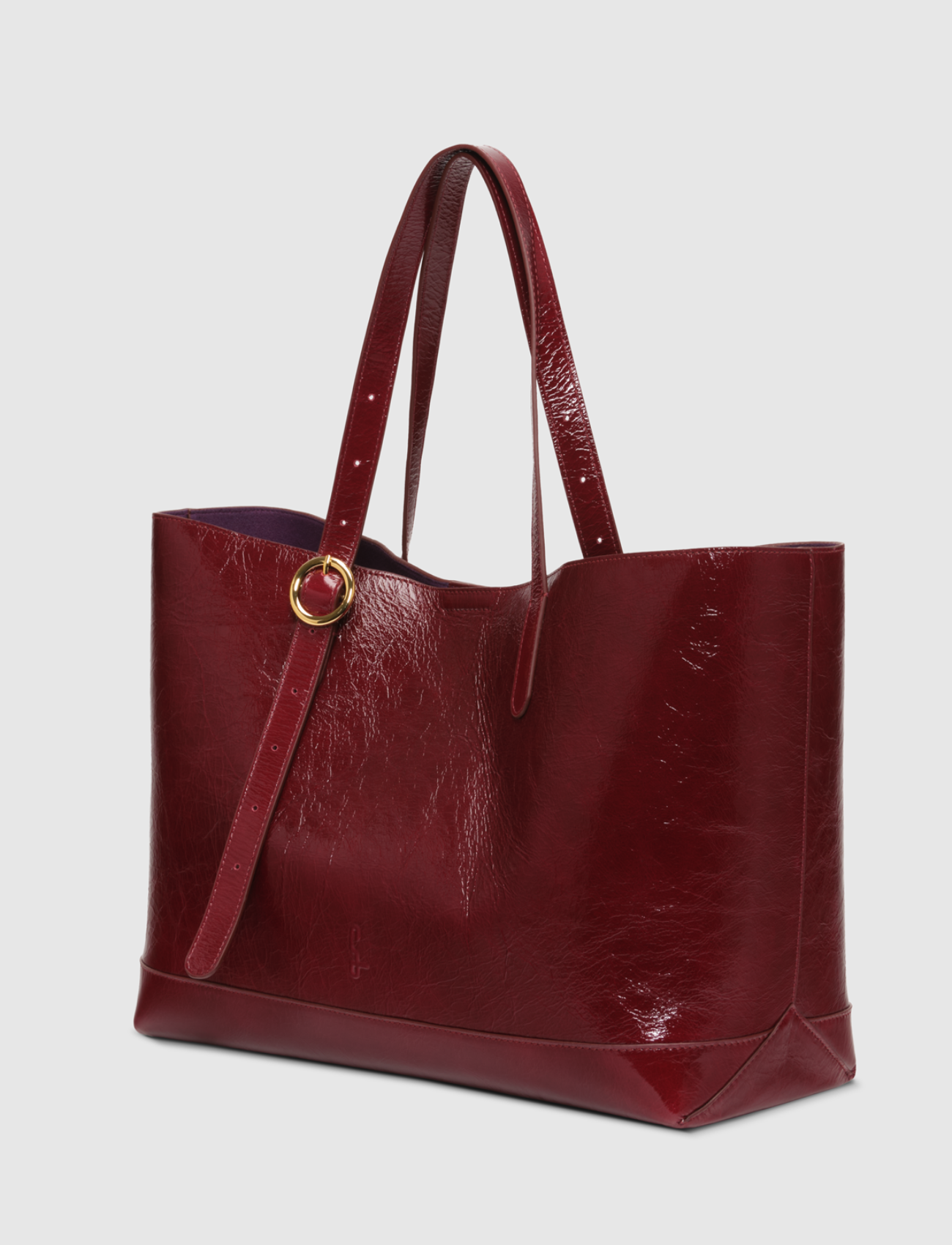 LE CABAS : CUIR VERNI BURGUNDY