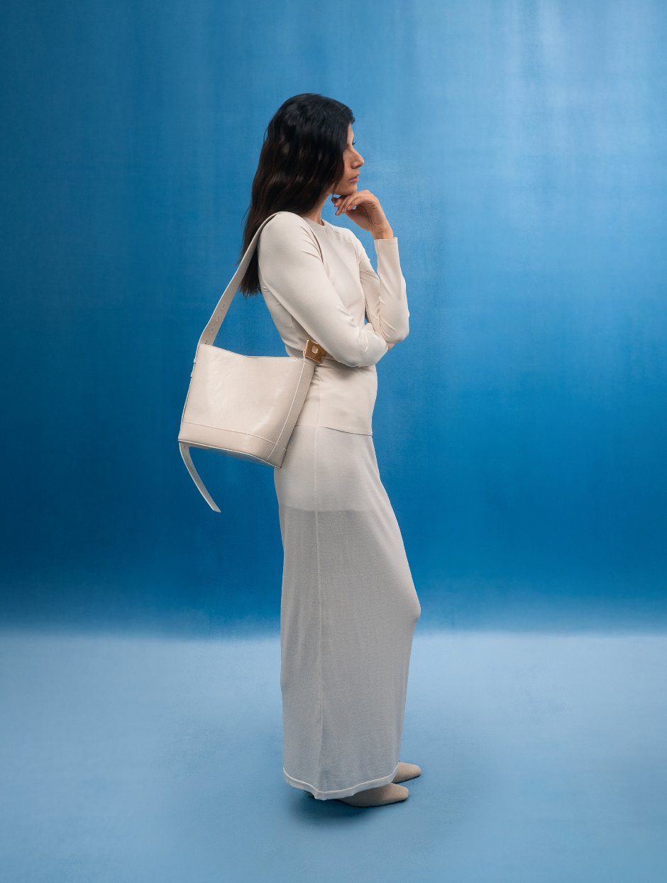 LE DAY DREAM : CUIR VERNI IVOIRE